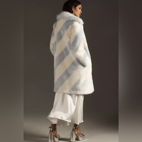 Anthropologie Maeve Faux Fur Stripe Coat - Picture 1 of 16